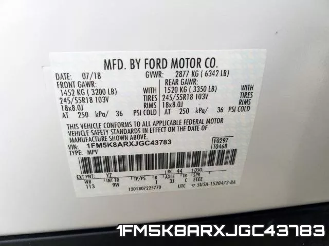 1FM5K8ARXJGC43783 фото 2