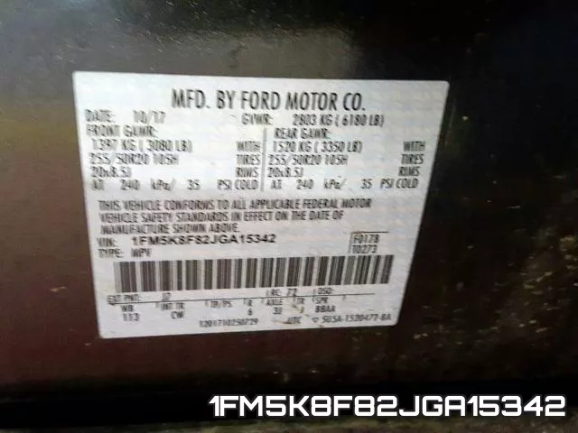 1FM5K8F82JGA15342 фото 2