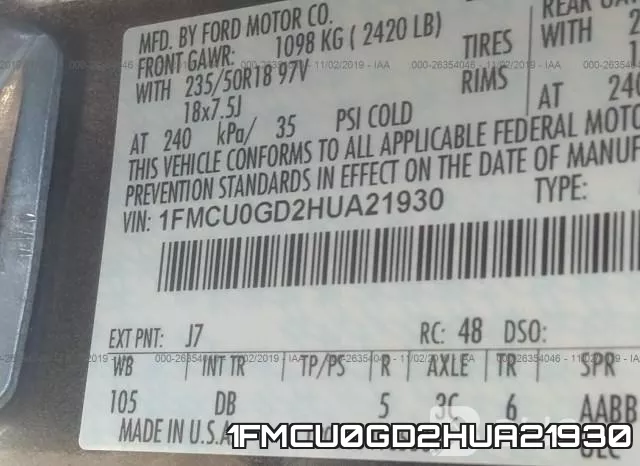 1FMCU0GD2HUA21930 фото 7