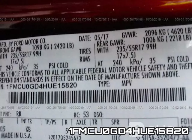 1FMCU0GD4HUE15820 фото 10