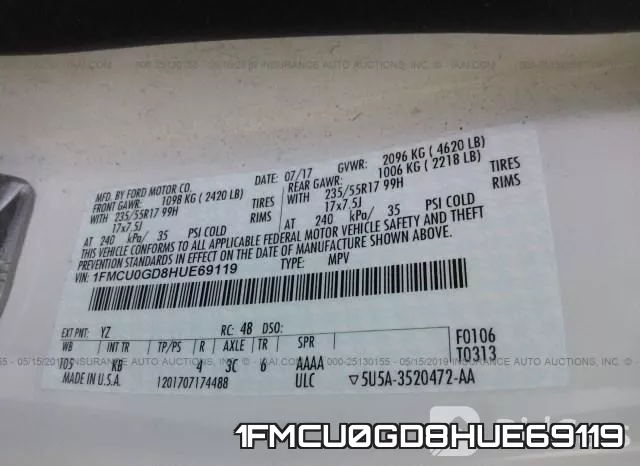 1FMCU0GD8HUE69119 фото 10