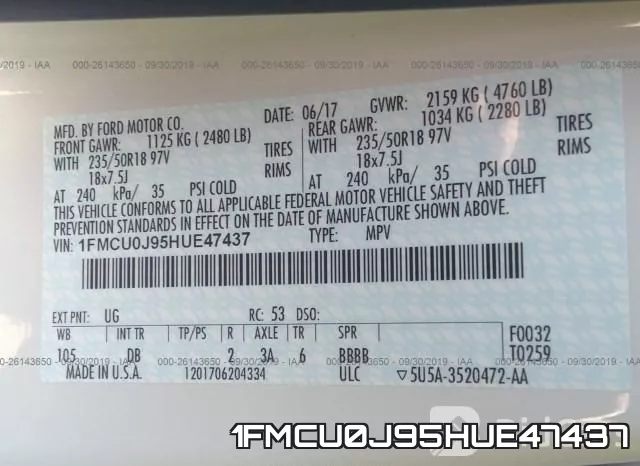 1FMCU0J95HUE47437 фото 10
