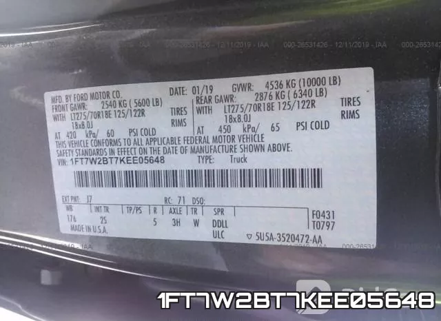 1FT7W2BT7KEE05648 фото 8