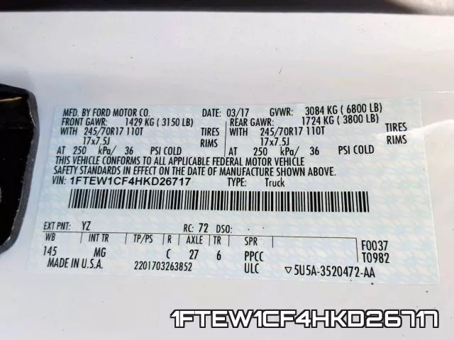 1FTEW1CF4HKD26717 фото 2