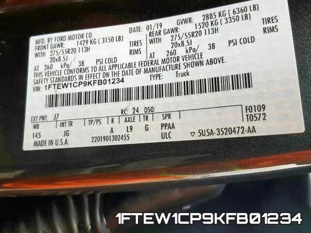 1FTEW1CP9KFB01234 фото 2