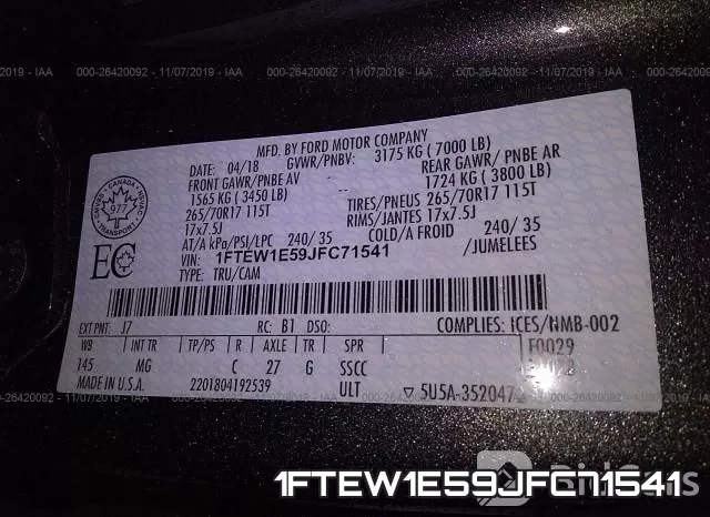 1FTEW1E59JFC71541 фото 10