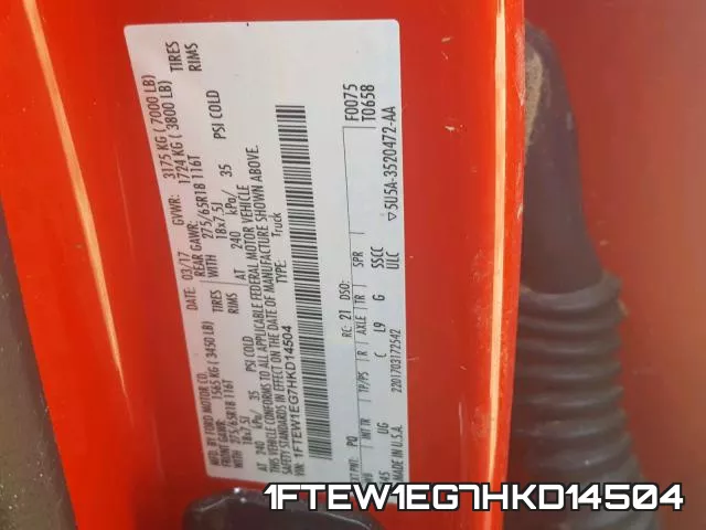 1FTEW1EG7HKD14504 фото 2