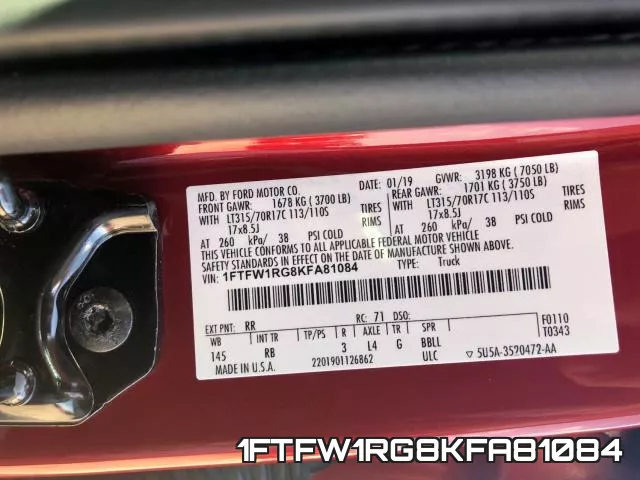 1FTFW1RG8KFA81084 фото 2