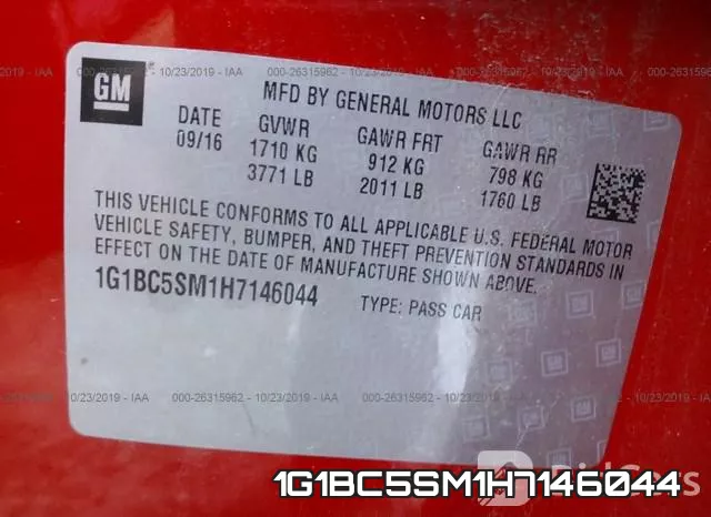 1G1BC5SM1H7146044 фото 9