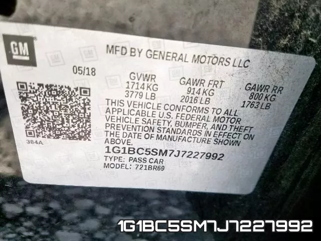 1G1BC5SM7J7227992 фото 2