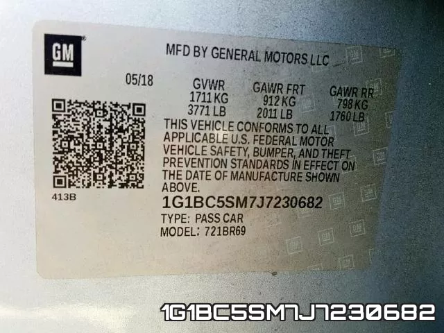 1G1BC5SM7J7230682 фото 2