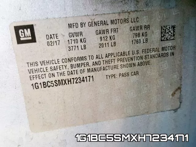 1G1BC5SMXH7234171 фото 2