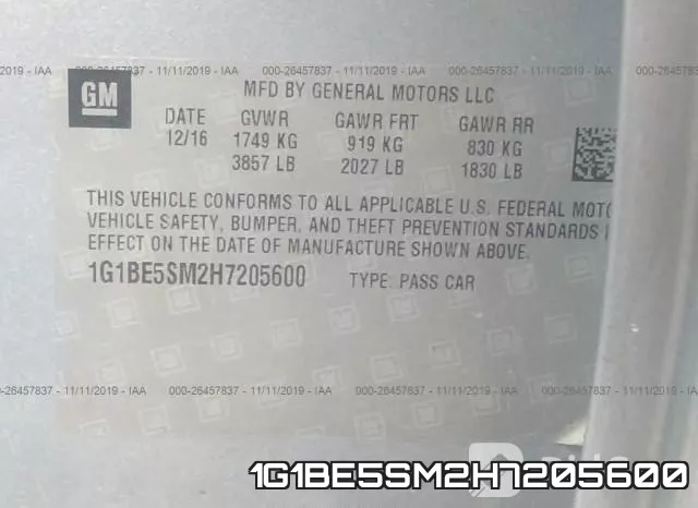 1G1BE5SM2H7205600 фото 8