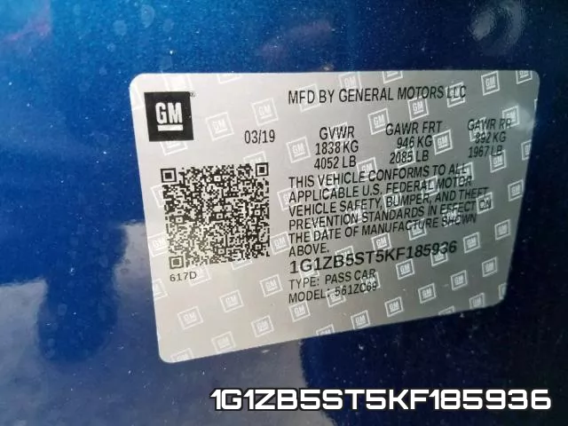 1G1ZB5ST5KF185936 фото 2