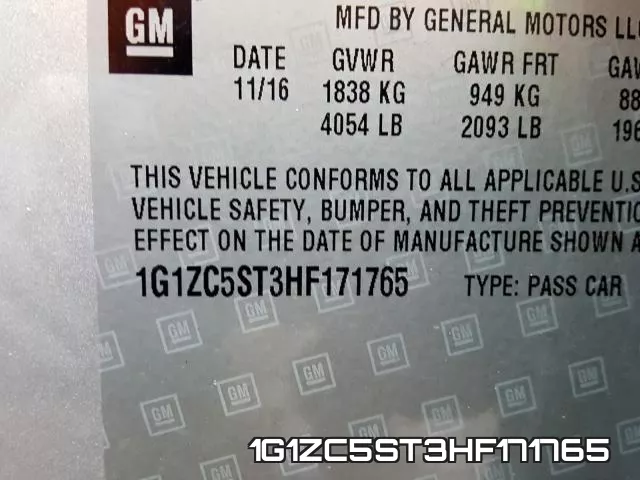 1G1ZC5ST3HF171765 фото 2