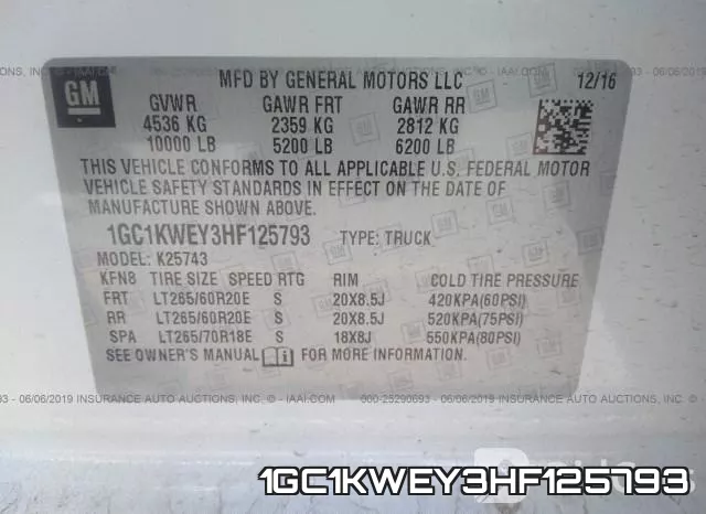 1GC1KWEY3HF125793 фото 8