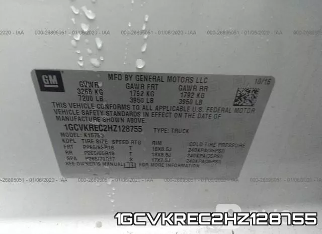 1GCVKREC2HZ128755 фото 9