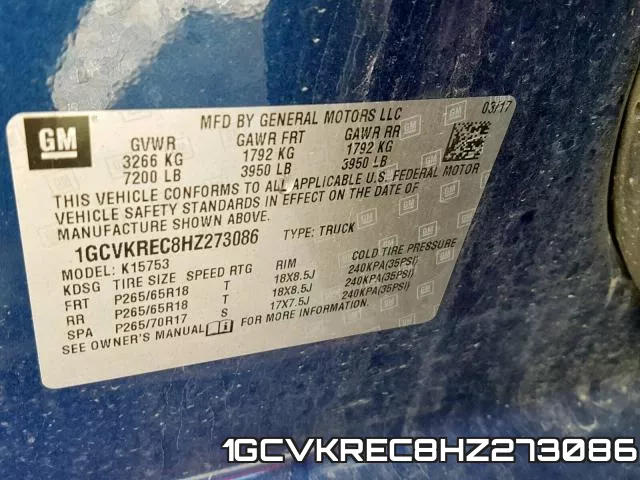 1GCVKREC8HZ273086 фото 2