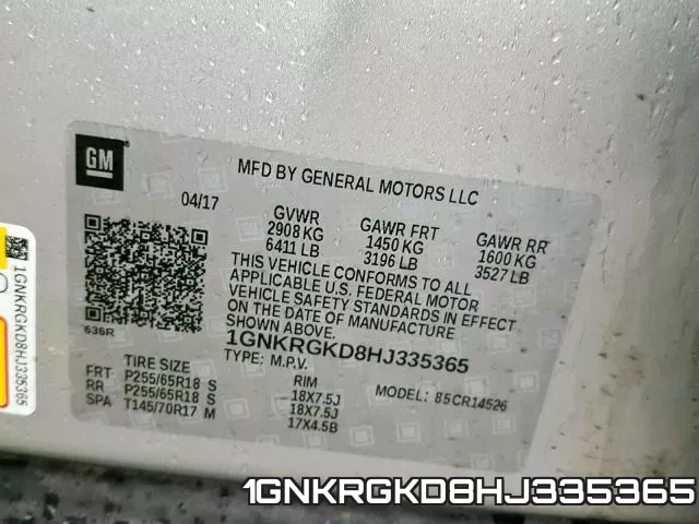 1GNKRGKD8HJ335365 фото 2