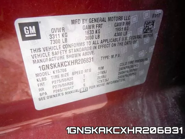 1GNSKAKCXHR206831 фото 2