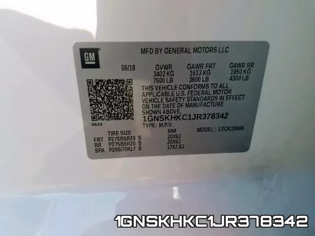 1GNSKHKC1JR378342 фото 2