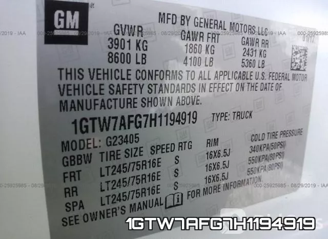 1GTW7AFG7H1194919 фото 7