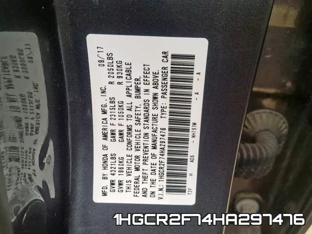 1HGCR2F74HA297476 фото 2