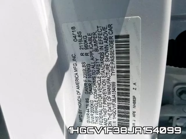 1HGCV1F38JA154099 фото 2