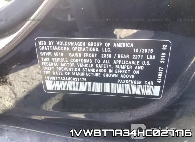 1VWBT7A34HC027176 фото 10