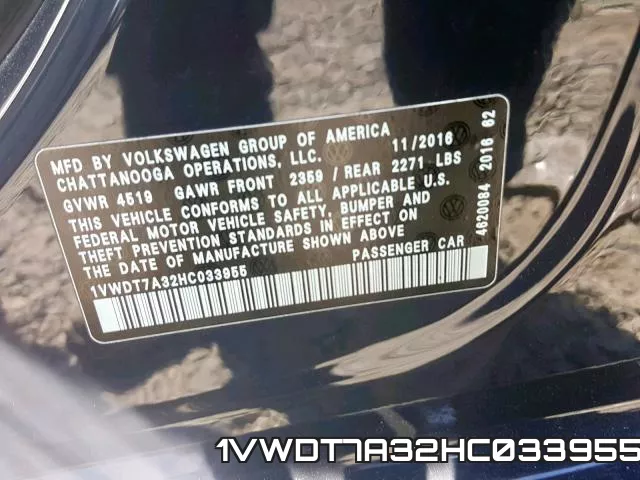1VWDT7A32HC033955 фото 2