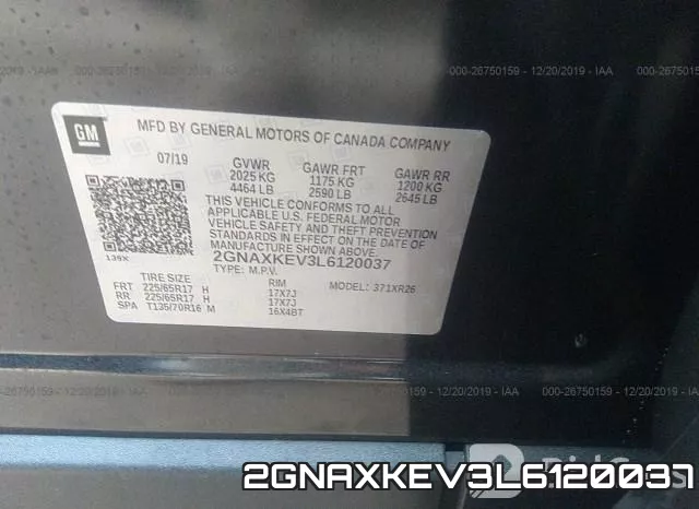 2GNAXKEV3L6120037 фото 9