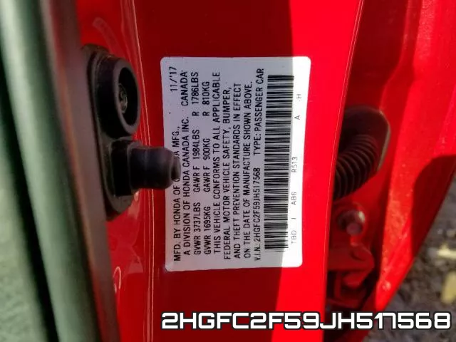 2HGFC2F59JH517568 фото 2