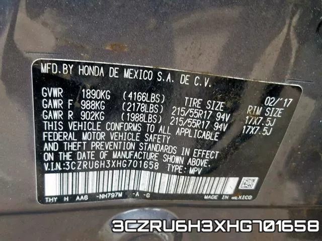 3CZRU6H3XHG701658 фото 2