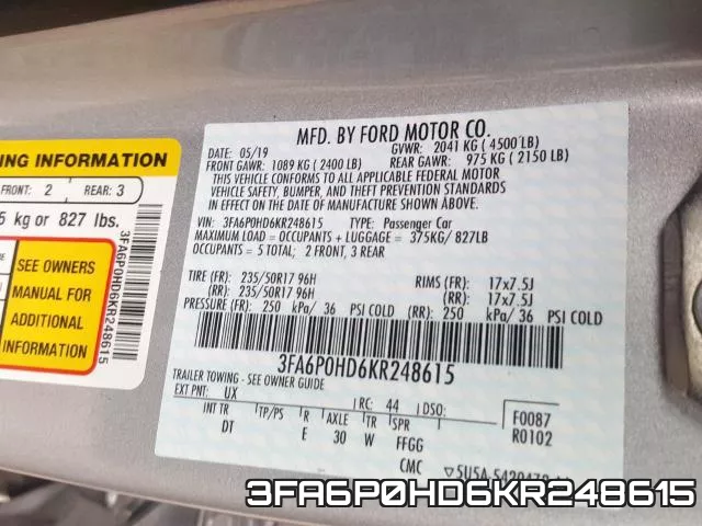 3FA6P0HD6KR248615 фото 2