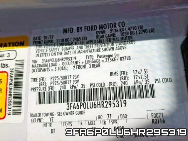 3FA6P0LU6HR295319 фото 2