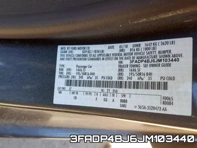 3FADP4BJ6JM103440 фото 2