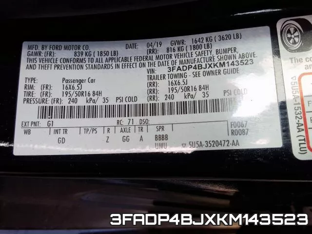 3FADP4BJXKM143523 фото 2