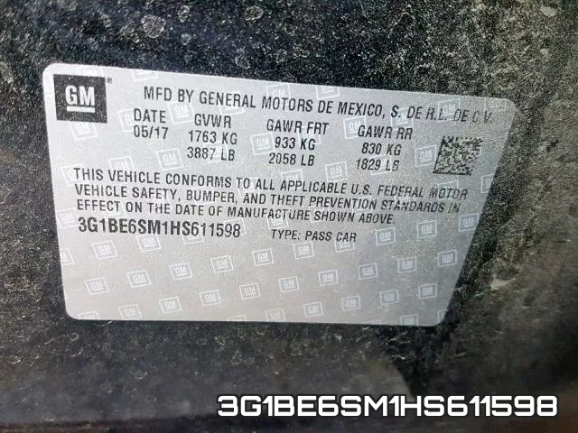 3G1BE6SM1HS611598 фото 2