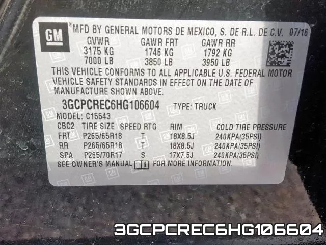 3GCPCREC6HG106604 фото 2