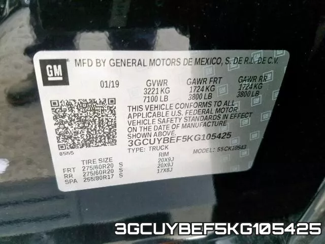 3GCUYBEF5KG105425 фото 2