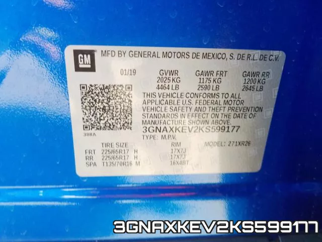 3GNAXKEV2KS599177 фото 2