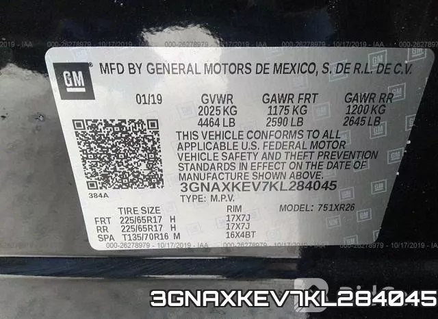 3GNAXKEV7KL284045 фото 9