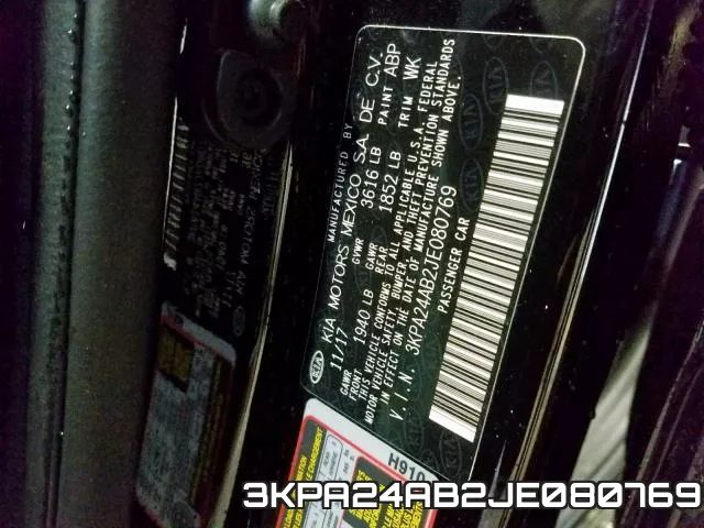 3KPA24AB2JE080769 фото 2