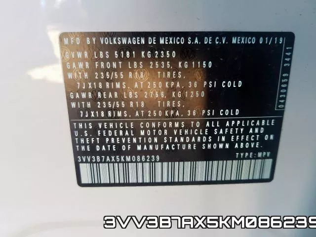 3VV3B7AX5KM086239 фото 2