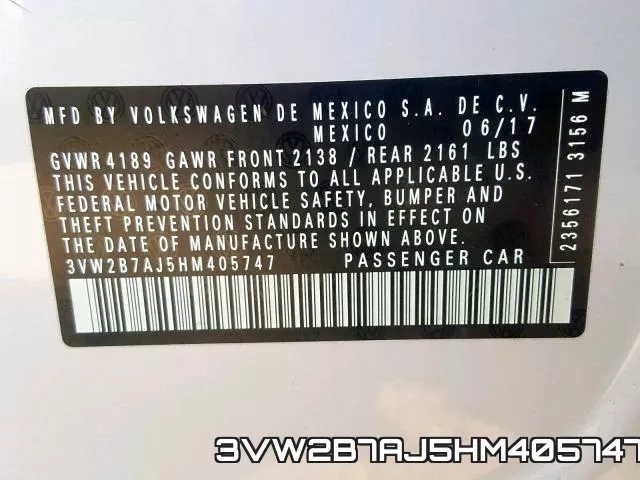 3VW2B7AJ5HM405747 фото 2