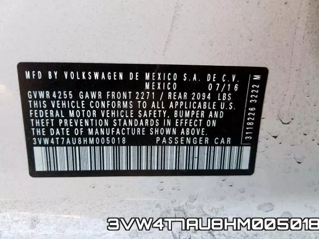 3VW4T7AU8HM005018 фото 2