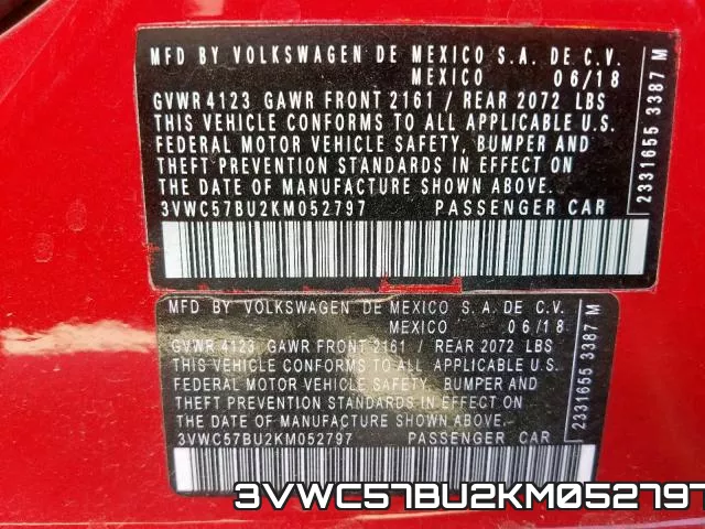 3VWC57BU2KM052797 фото 2