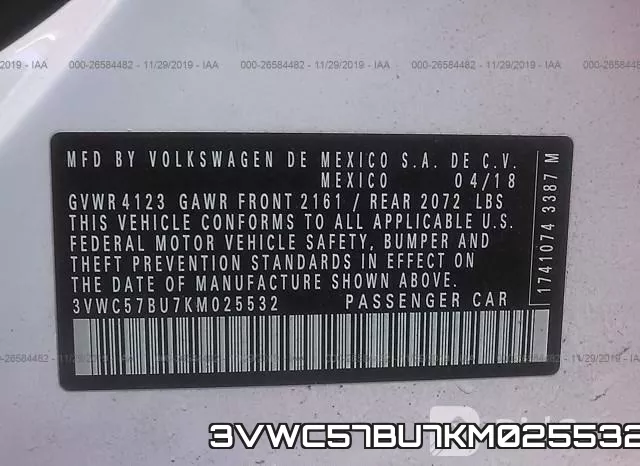 3VWC57BU7KM025532 фото 10