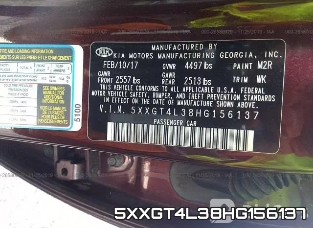 5XXGT4L38HG156137 фото 10