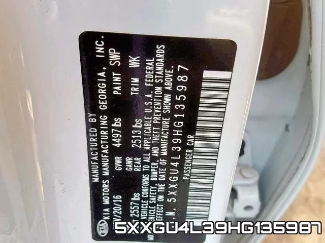 5XXGU4L39HG135987 фото 2